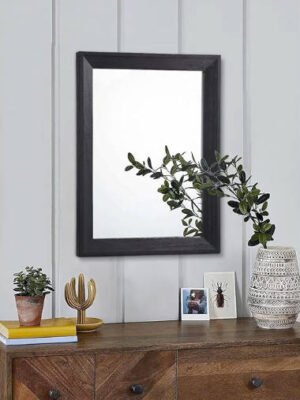 Wall Mirror Black Rectangle Mirrors for Wall with Wood Framed Decorative for Bedroom Bathroom Living Room Farmhouse Entryway Hanging Small