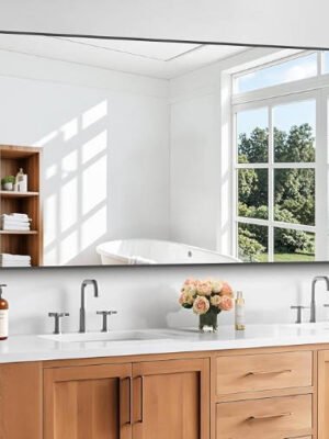 Bathroom Mirror, 30x60 inch Black Rectangle Wall Mirror, Metal Frame Rounded Corner Vanity Mirror