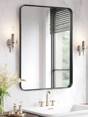 2-Pack Black Bathroom Mirrors 24 x 36 Inch, Metal Frame Rectangle Mirror, Modern Farmhouse Vanity Mirror, Wall Mounted