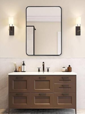 Bathroom Mirror Over Sink - 24x36 Inch Black Framed Rectangle Bathroom Mirror for Vanity, Wall Mounted Bathroom Mirrors for Restroom