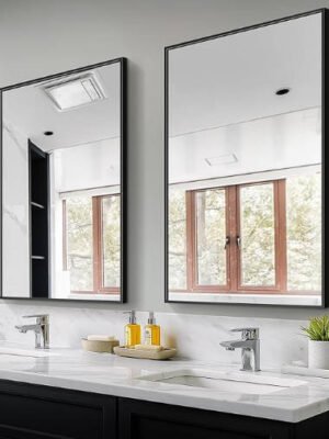 Bathroom Vanity Mirror for Wall, 2 Pack 36" x 24" Metal Framed Rectangular Bathroom Wall Mirror for Over Sink